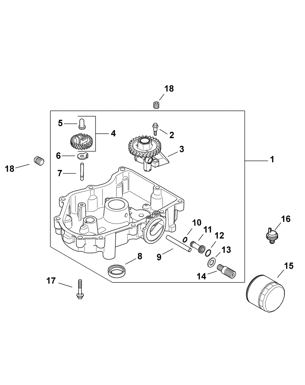 Engine Oil Pan And Filter Diagram and Parts List for FMZ50 17AF4BFP009-17AF4BFP010-17AF4BFP209-17AF4BFP210-17AF4BFP710 Cub Cadet Lawn Tractor